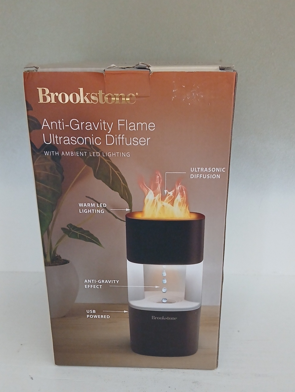 Brookstone Two-Tone Black and White Anti-Gravity Flame Diffuser